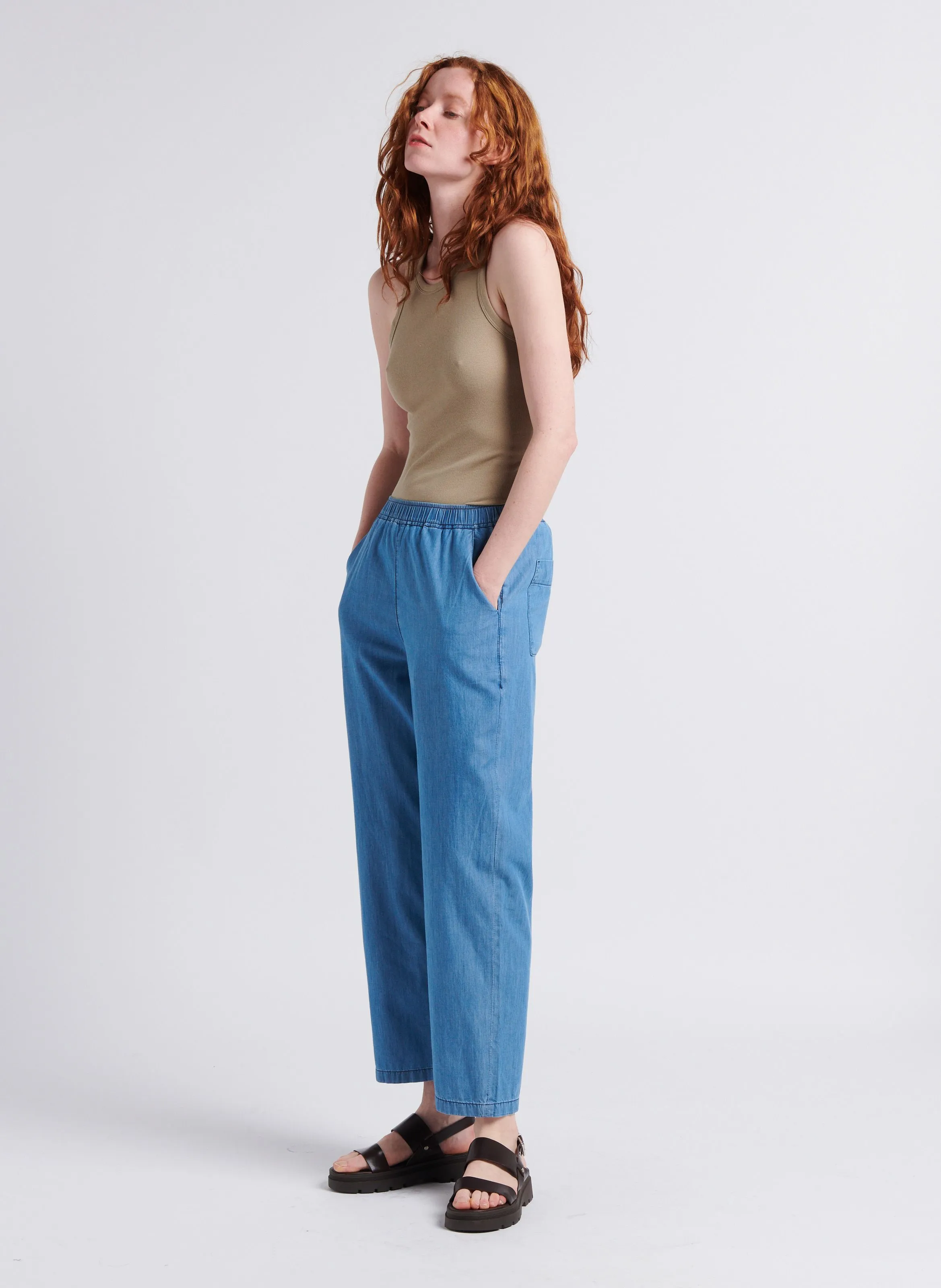 REIKO CAPRI  PANTALóN PARACAíDAS DE MEZCLA DE ALGODóN EN AZUL