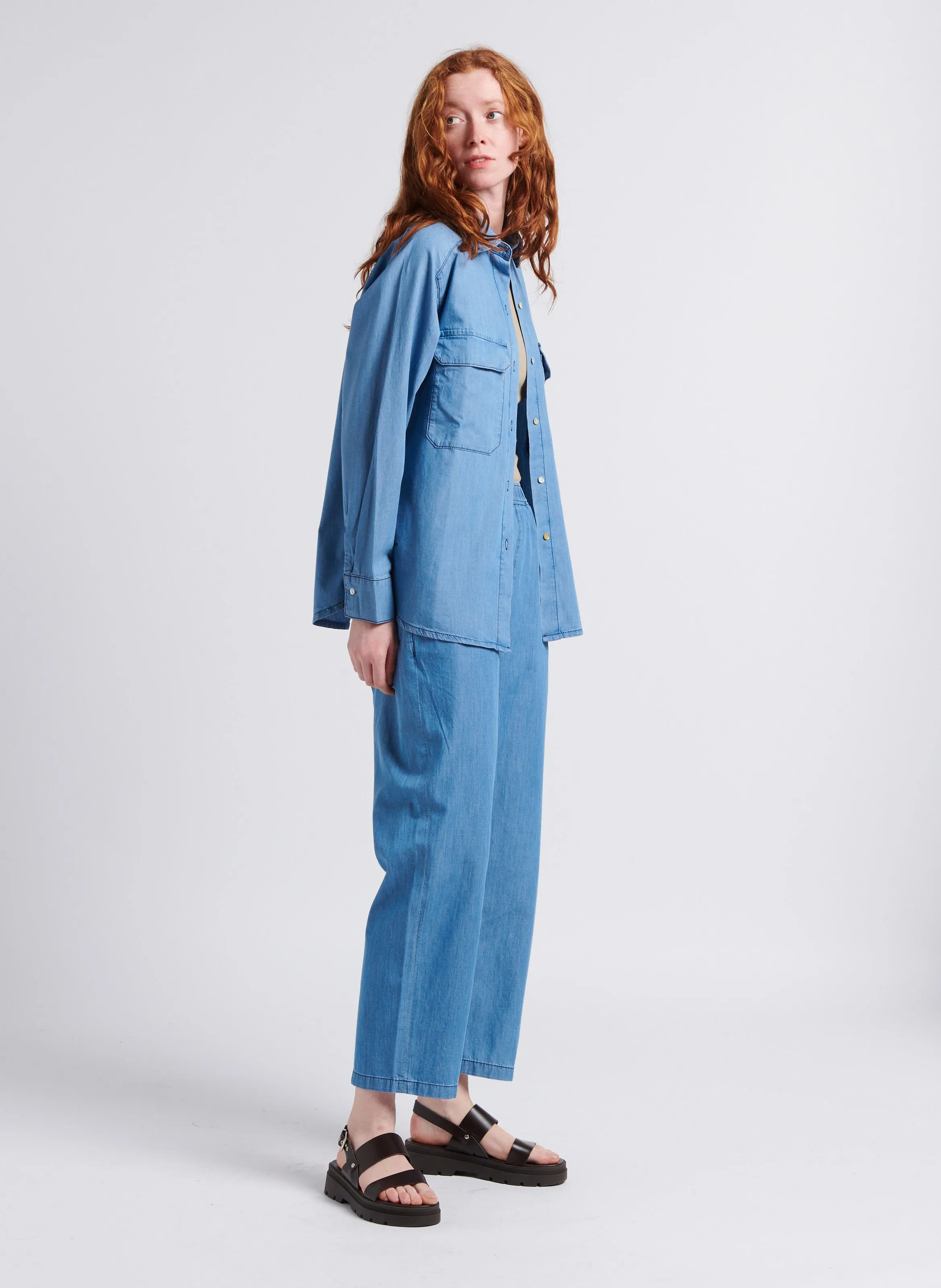 REIKO CAPRI  PANTALóN PARACAíDAS DE MEZCLA DE ALGODóN EN AZUL
