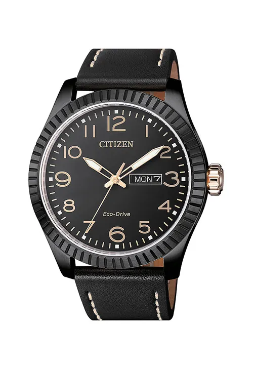 RELOJ CITIZEN ECODRIVE CON CAJA EN ACERO PAVONADO Y CORREA DE PIEL BM853810E
