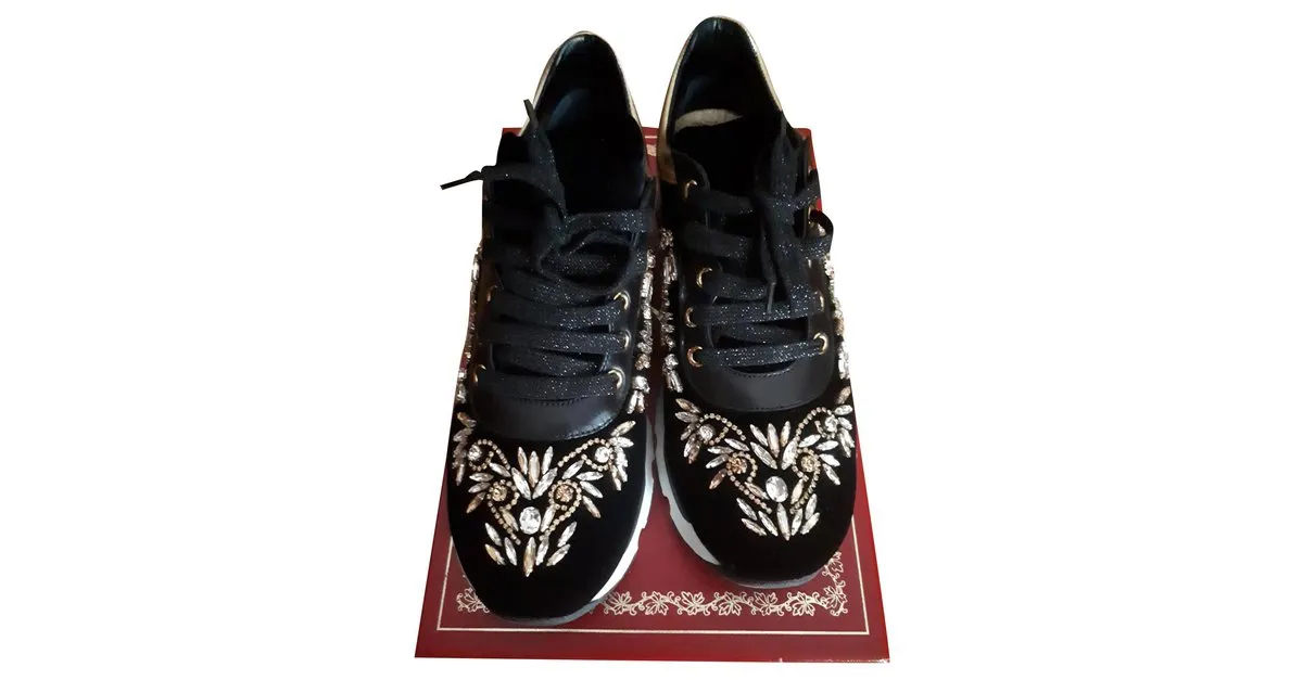 Rene Caovilla Zapatillas en velluto Negro 