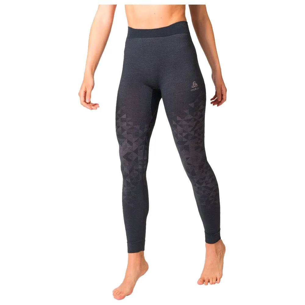 Ropa interior técnica Odlo Kinship PW 200 BL Bottom Long Wmn India Ink Melange Keystyle