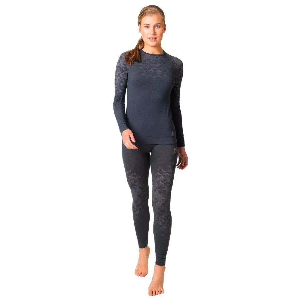 Ropa interior técnica Odlo Kinship PW 200 BL Bottom Long Wmn India Ink Melange Keystyle
