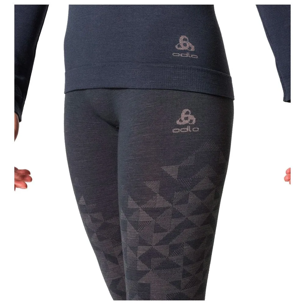 Ropa interior técnica Odlo Kinship PW 200 BL Bottom Long Wmn India Ink Melange Keystyle
