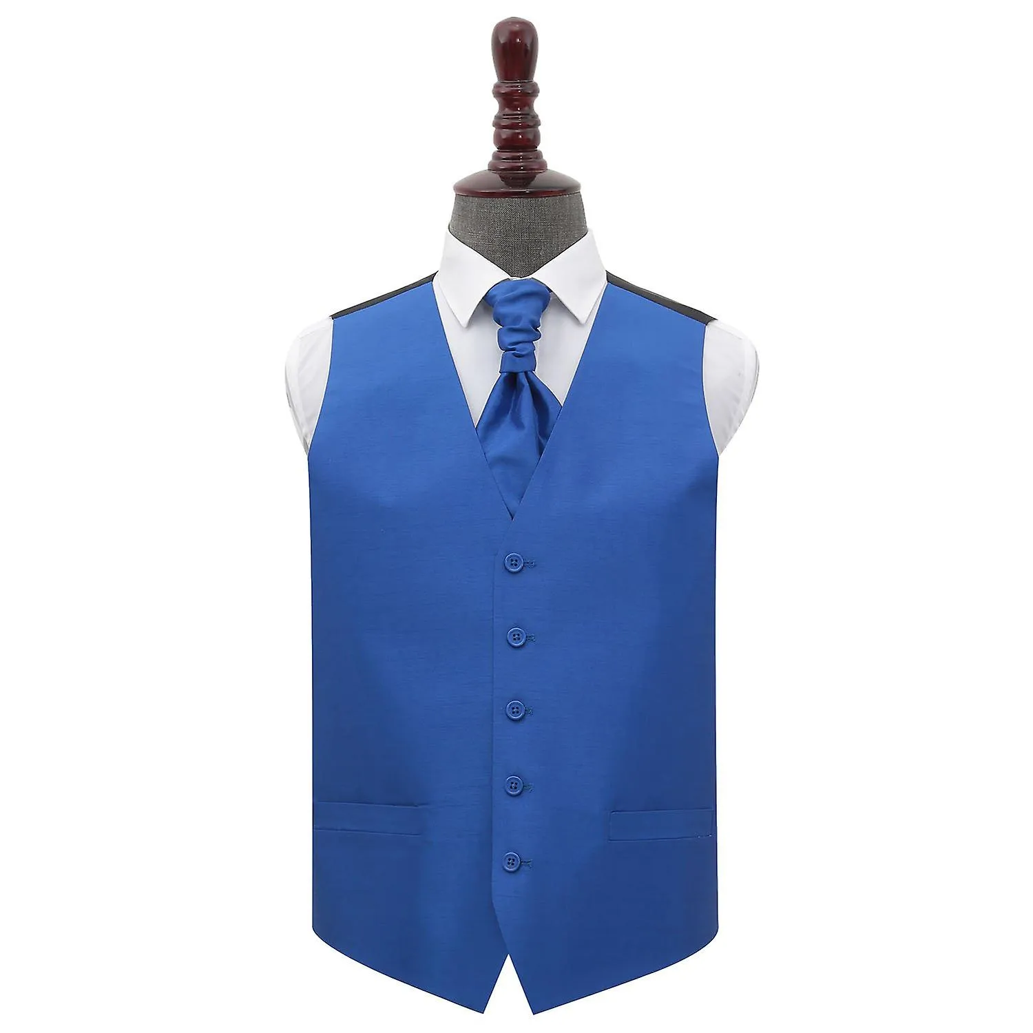 Royal Blue Plain Shantung chaleco de boda y conjunto Cravat