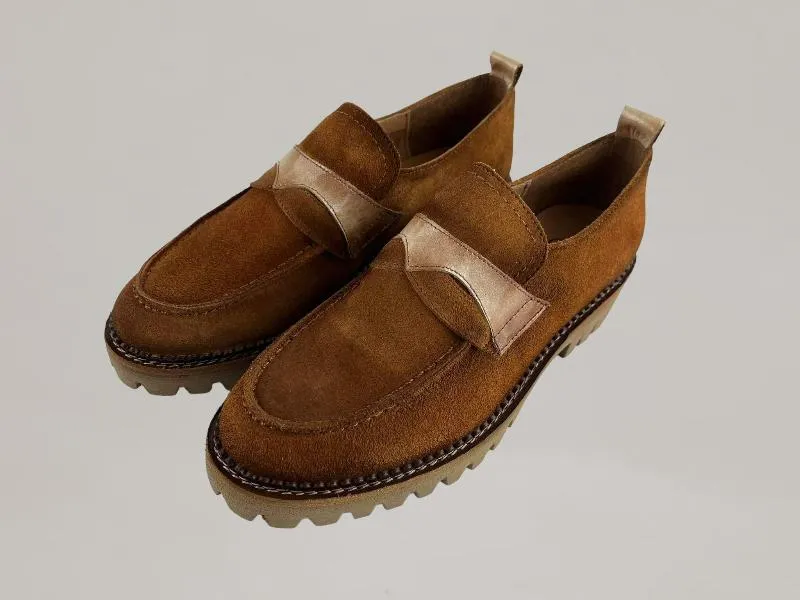 Salonissimos | Mocasines/Zapatos mujer planos piel ante Coya