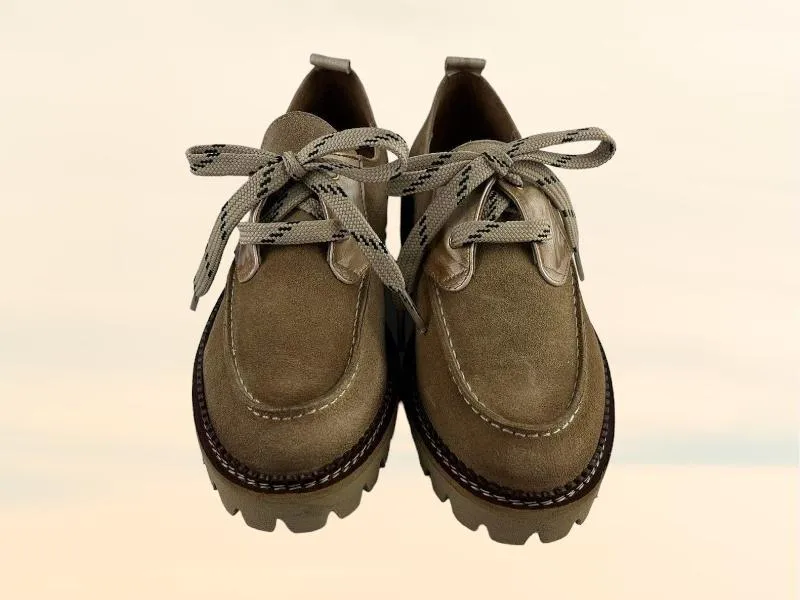Salonissimos | Zapatos planos mujer con cordones piel ante arena Connie