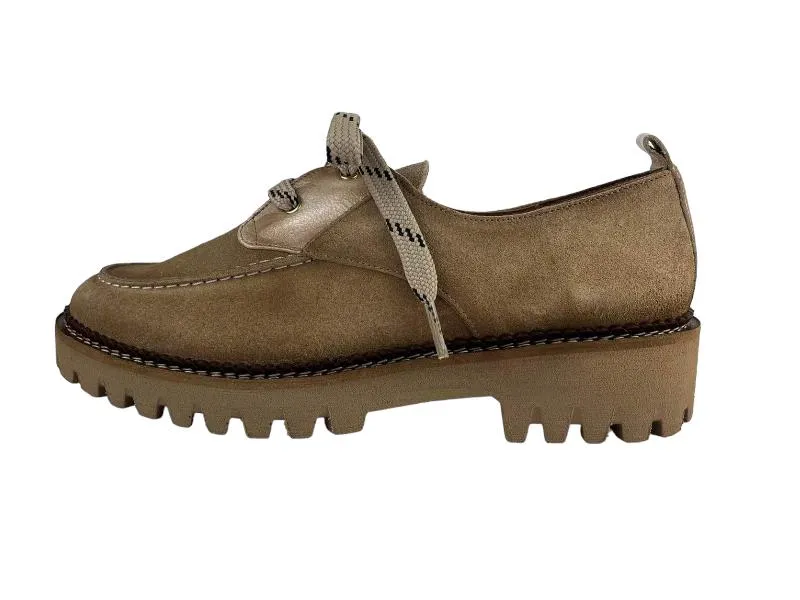 Salonissimos | Zapatos planos mujer con cordones piel ante arena Connie