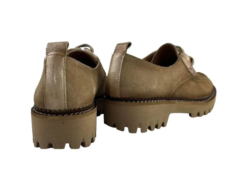 Salonissimos | Zapatos planos mujer con cordones piel ante arena Connie