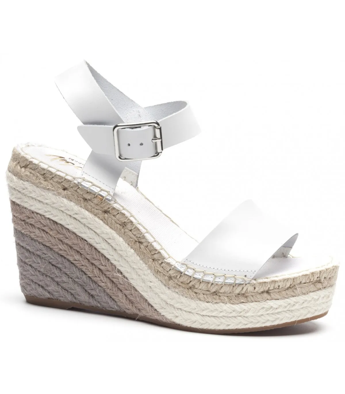 Sandalia blanca con cuña para mujer