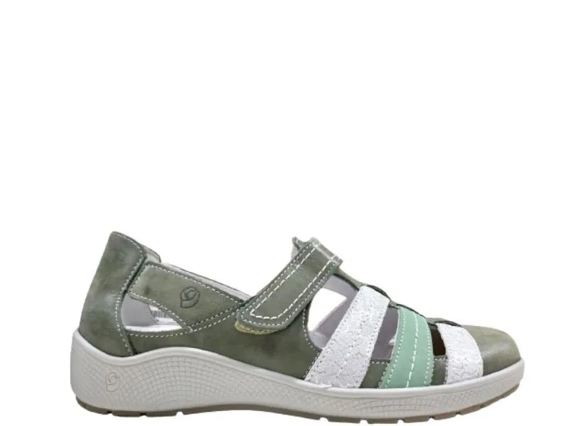 SANDALIA CANGREJERA SUAVE BY LEYLAND EN COLOR VERDEPLATA 3767