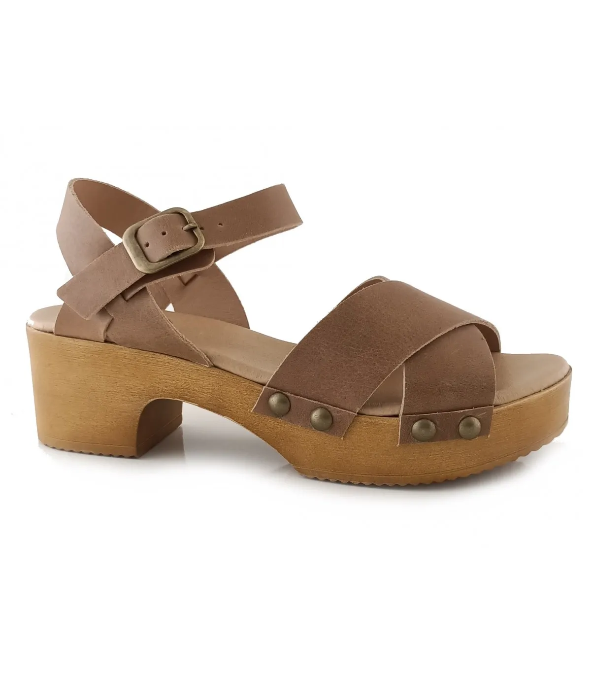 Sandalia con remache de tachas para mujer