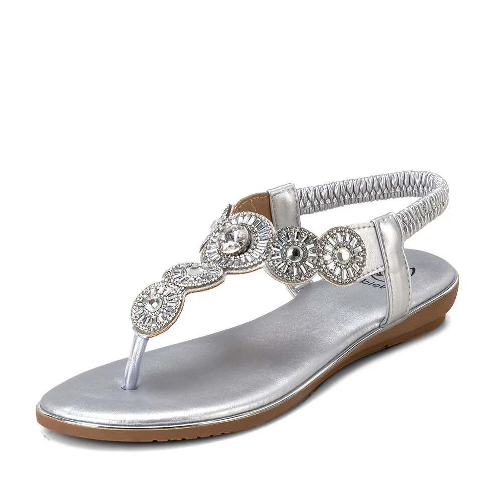Sandalia Plana Plateado Casual Js57 Weide