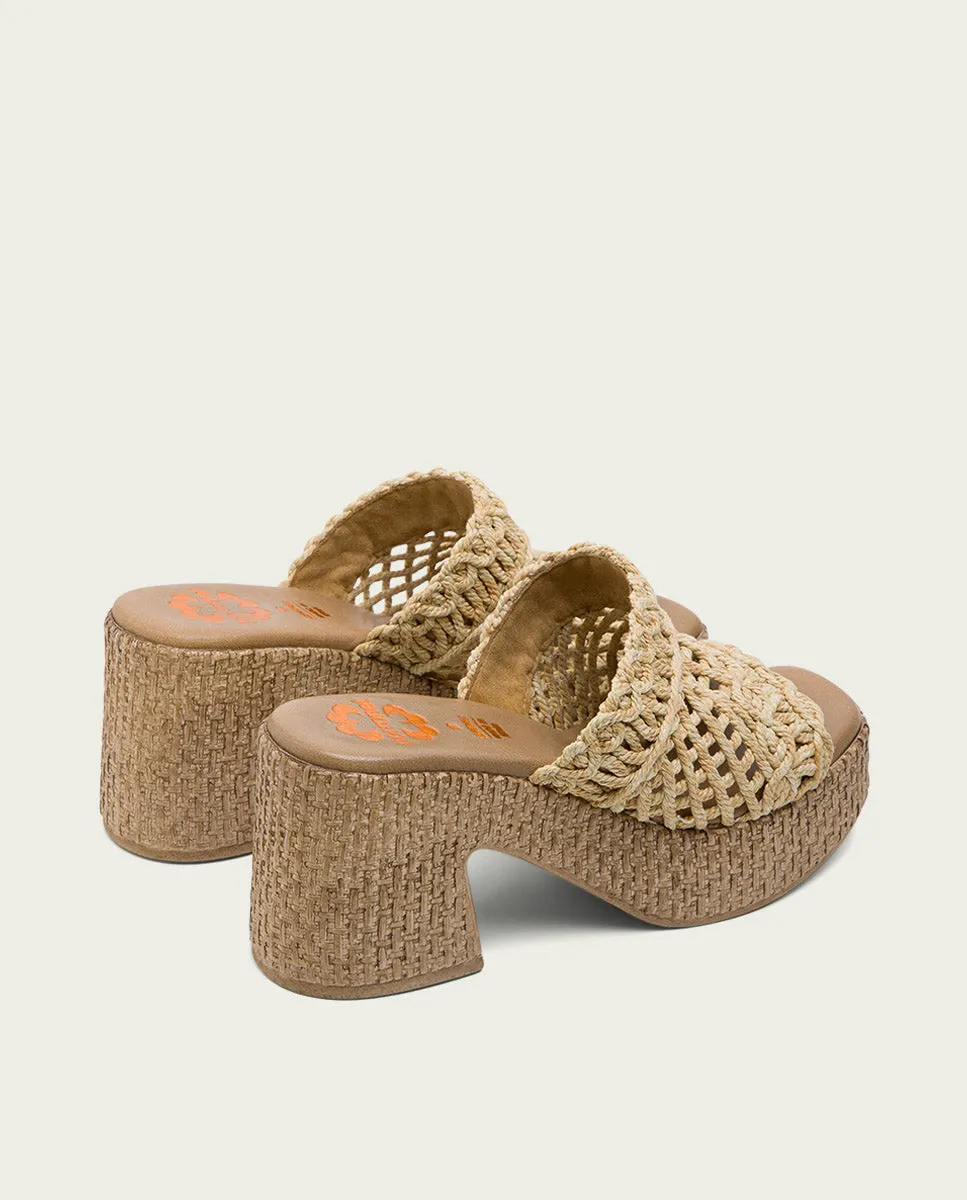 SANDALIA TACON PIEL TEXTIL NATURAL JUDITH