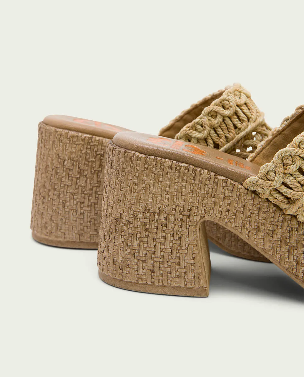 SANDALIA TACON PIEL TEXTIL NATURAL JUDITH