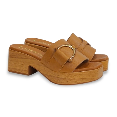 Sandalia zueco mujer Lince camel 41759