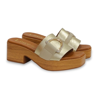 Sandalia zueco mujer Lince platino 41759
