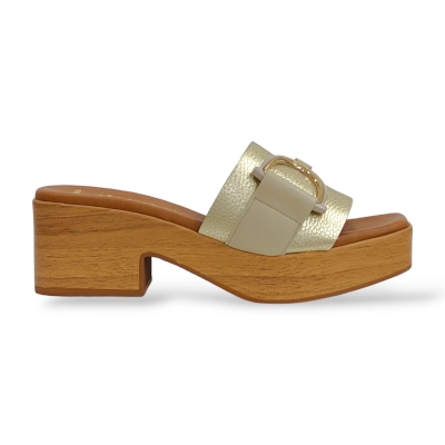 Sandalia zueco mujer Lince platino 41759