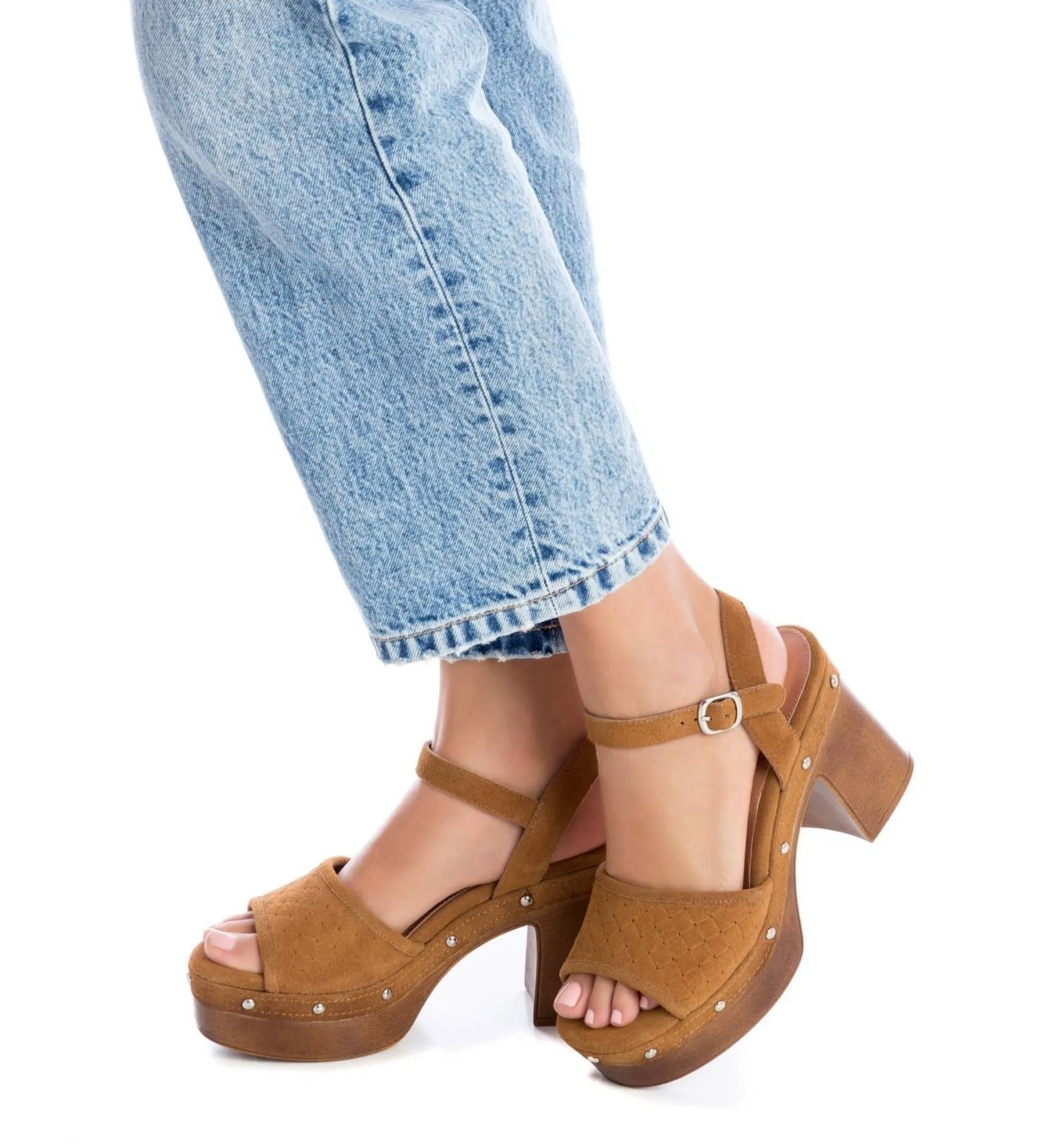 SANDALIAS DE PIEL 160623 MARRóN ALTURA TACóN 10CM