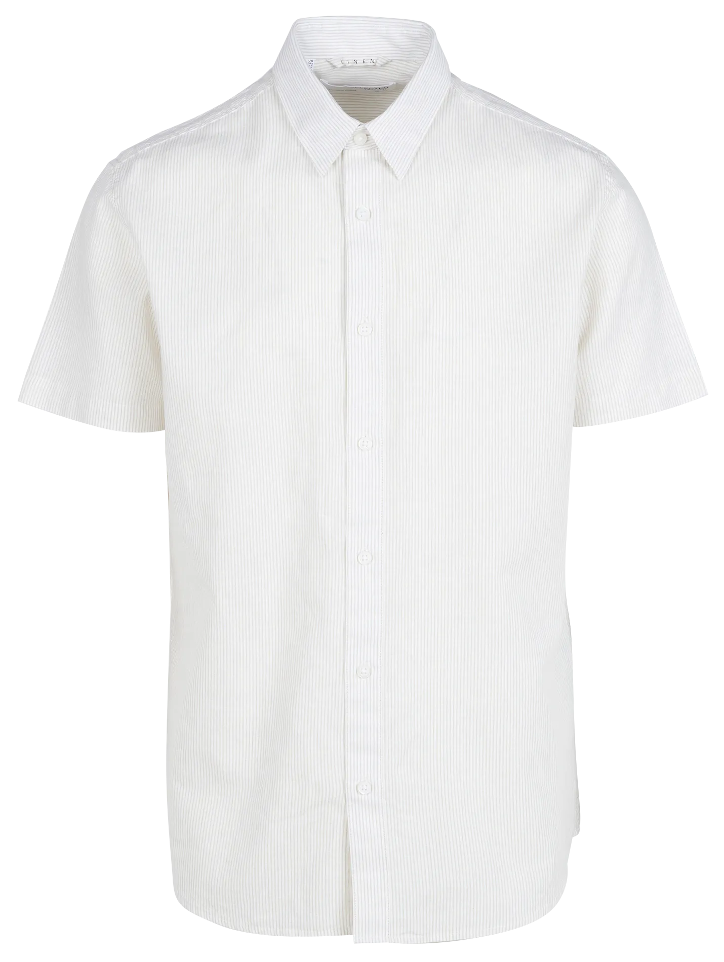 SELECTED Camisa de algodón y lino a rayas en negro