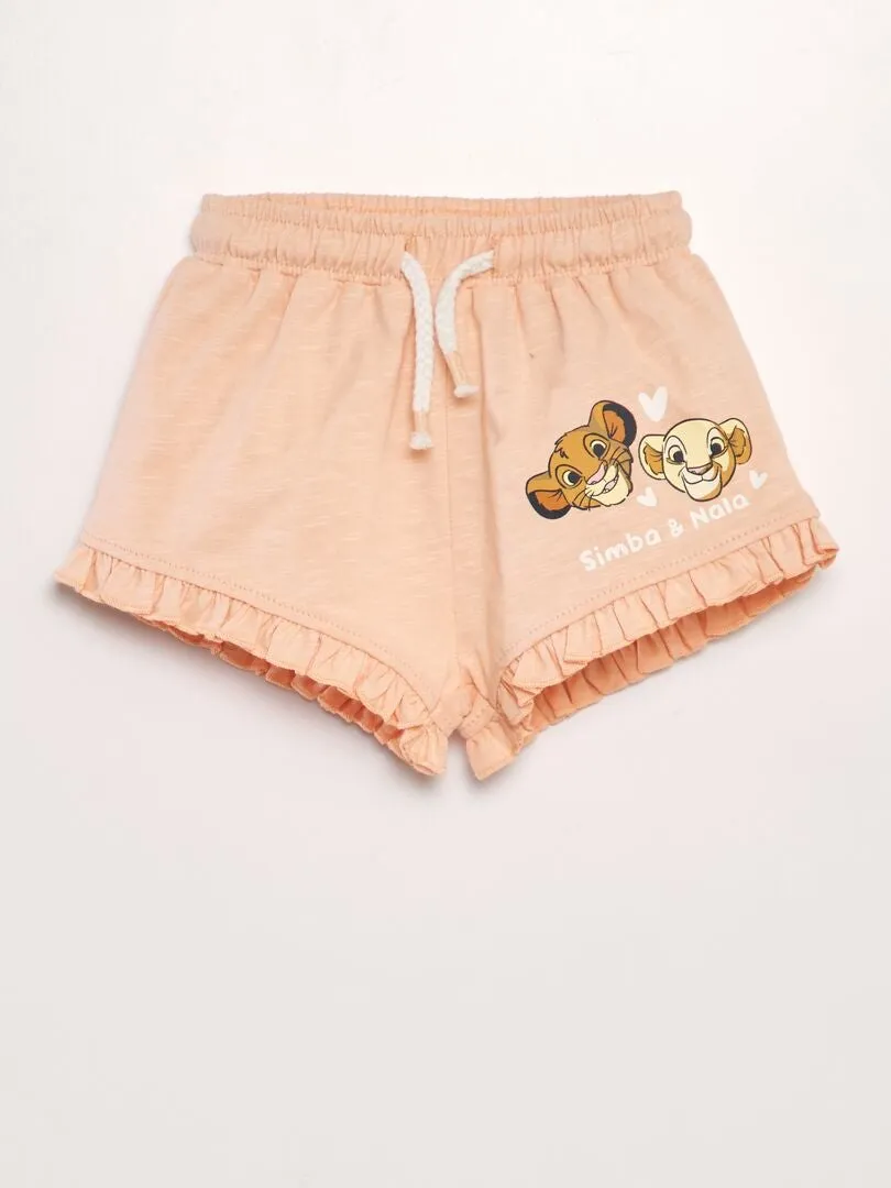 SHORT DE PUNTO 'DISNEY' CON VOLANTES EN EL BAJO  NARANJA