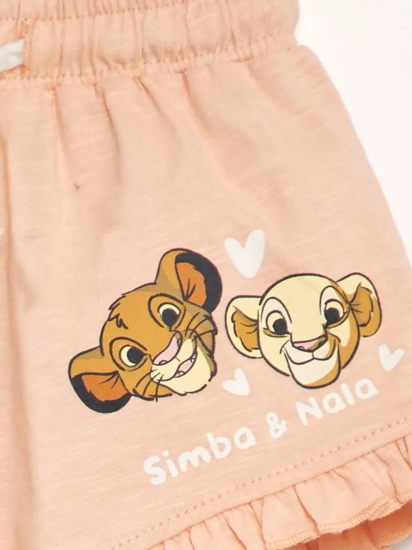 SHORT DE PUNTO 'DISNEY' CON VOLANTES EN EL BAJO  NARANJA