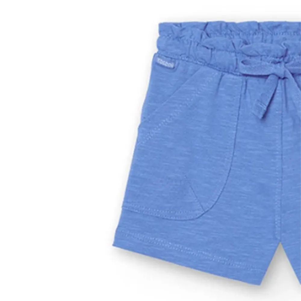 Short punto flamé de bebé niña Boboli 298054 AZULINA CORDONETS