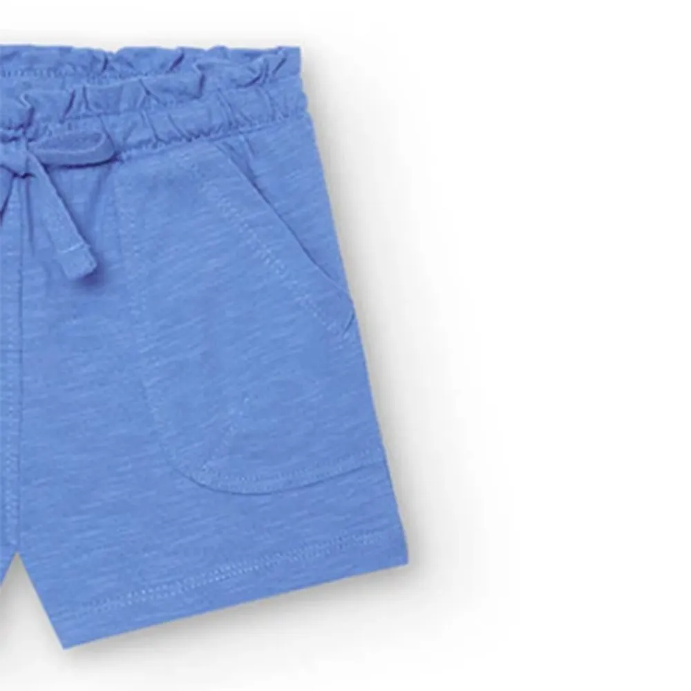 Short punto flamé de bebé niña Boboli 298054 AZULINA CORDONETS