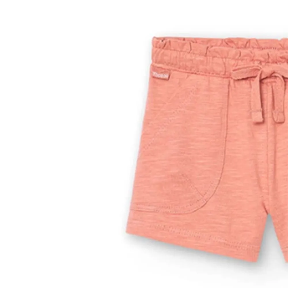 Short punto flamé de bebé niña Boboli 298054 SALMON CORDONETS