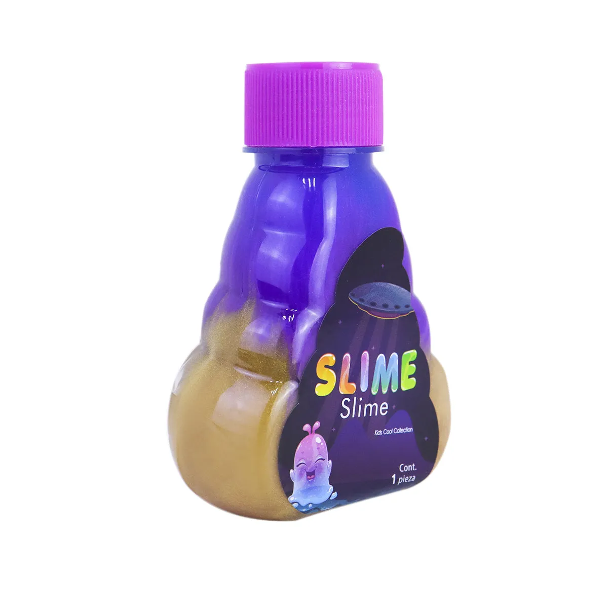 Slime Multicolor, Botella color Oro 150gr.
