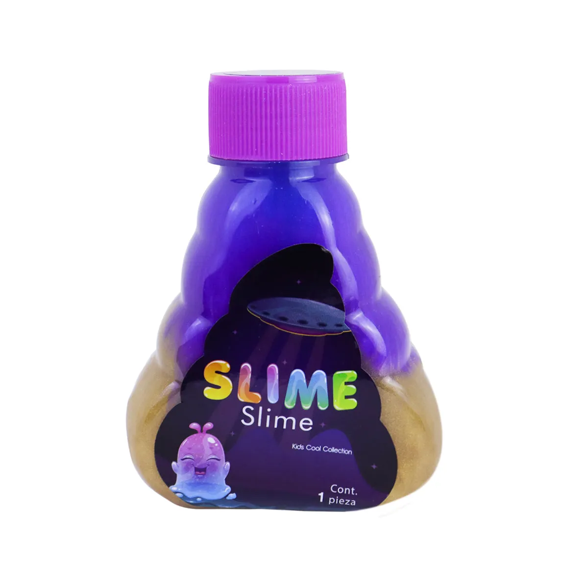 Slime Multicolor, Botella color Oro 150gr.