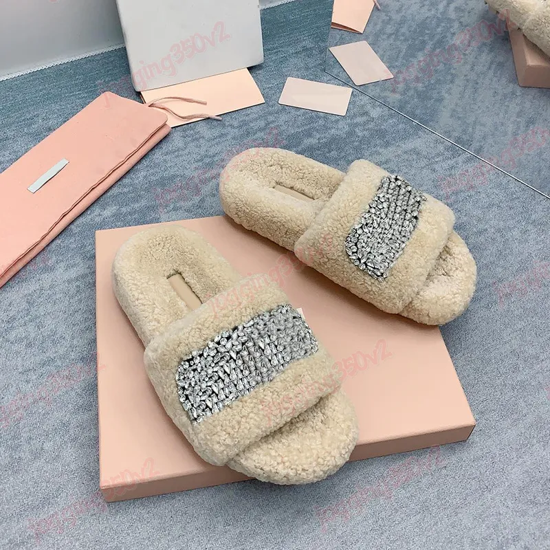 Slipers de mujer Sandalias de diseño Fashion Crystal Logotipo de oveja Tobogane