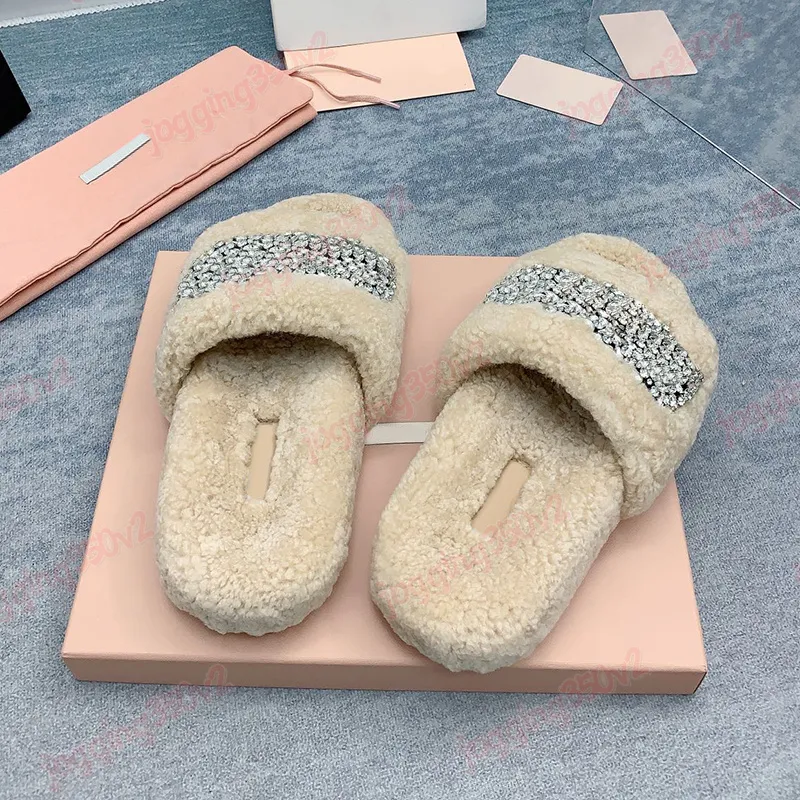 Slipers de mujer Sandalias de diseño Fashion Crystal Logotipo de oveja Tobogane