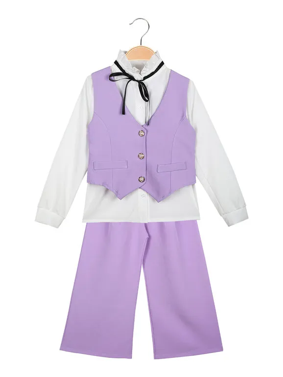 Solada Conjunto de niña elegante con camisa + chaleco y pantalón.
