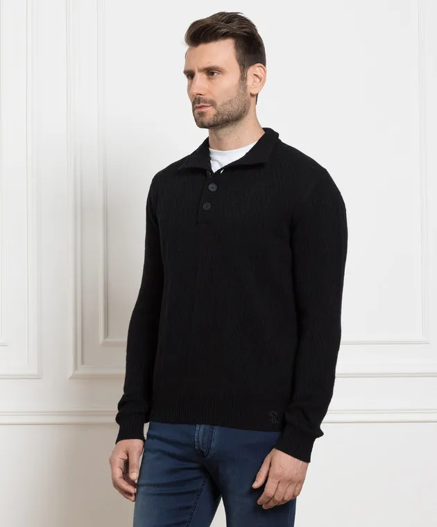 Stefano Ricci Black wool and cashmere sweater