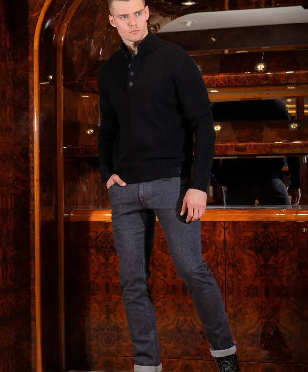 Stefano Ricci Black wool and cashmere sweater