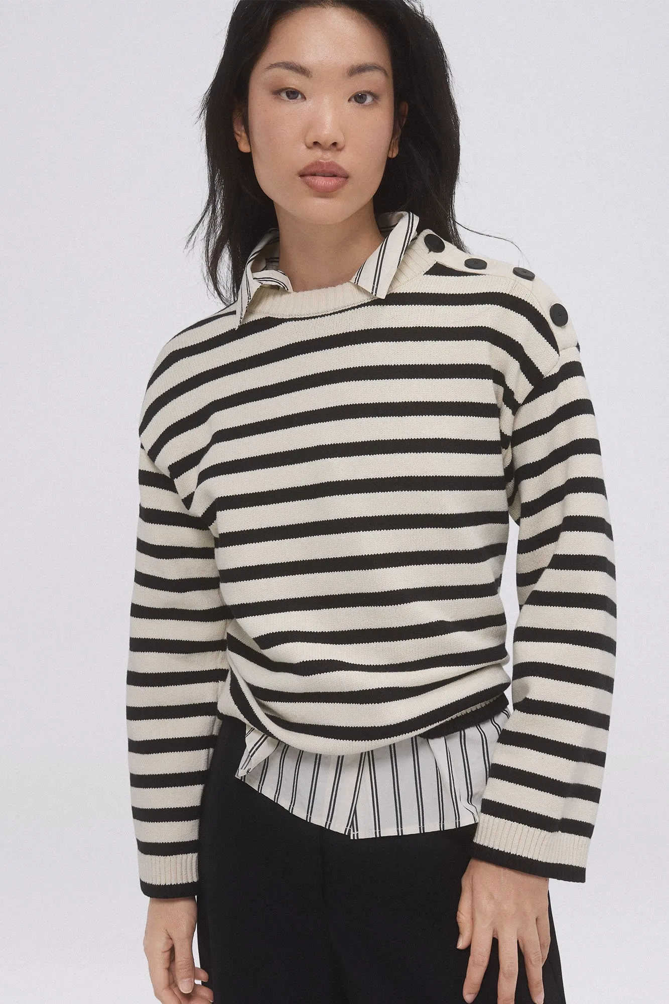Striped jumper with buttons