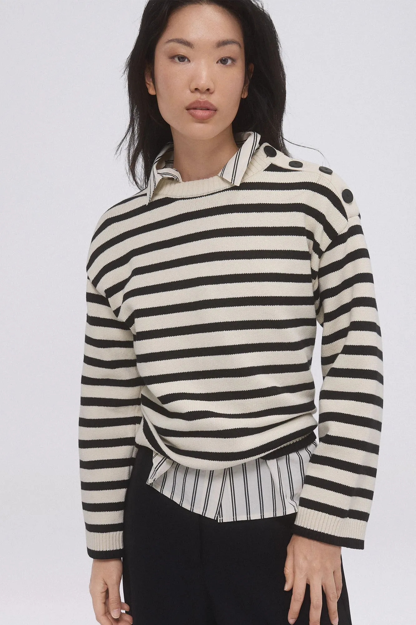 Striped jumper with buttons
