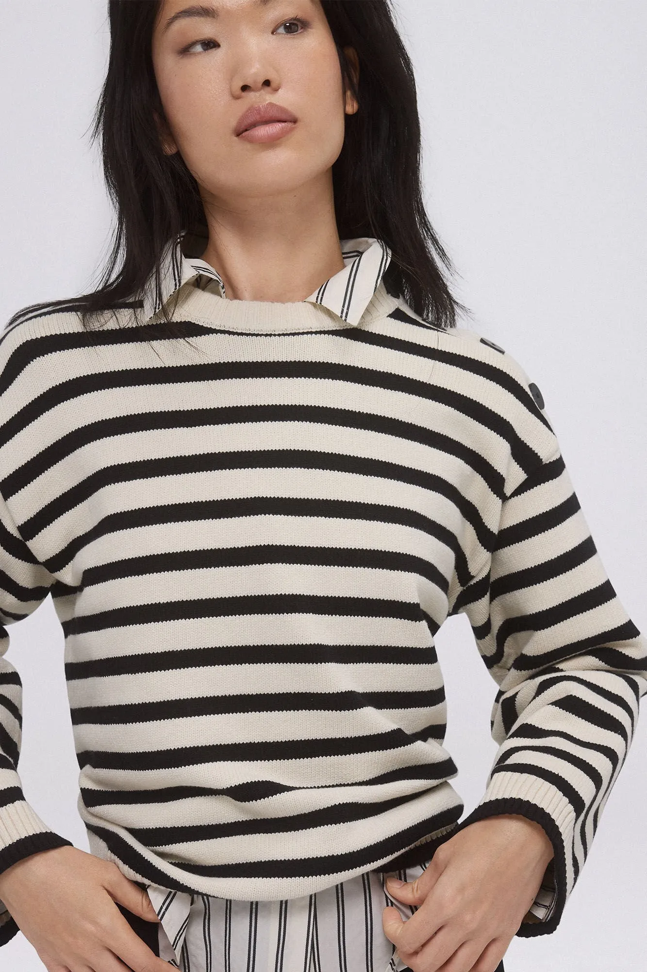 Striped jumper with buttons