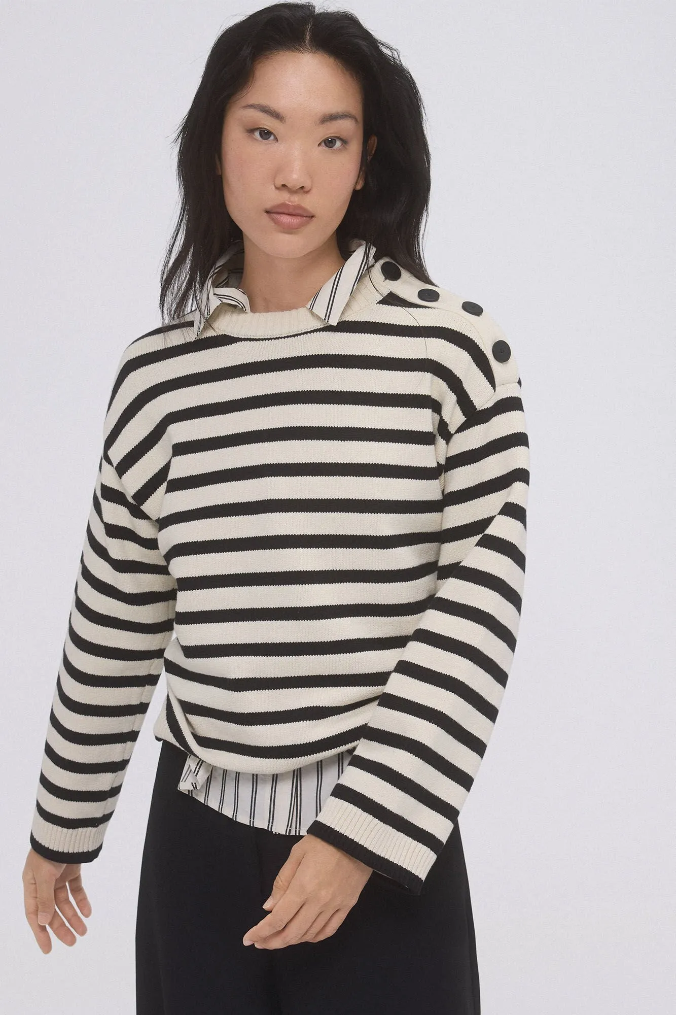 Striped jumper with buttons