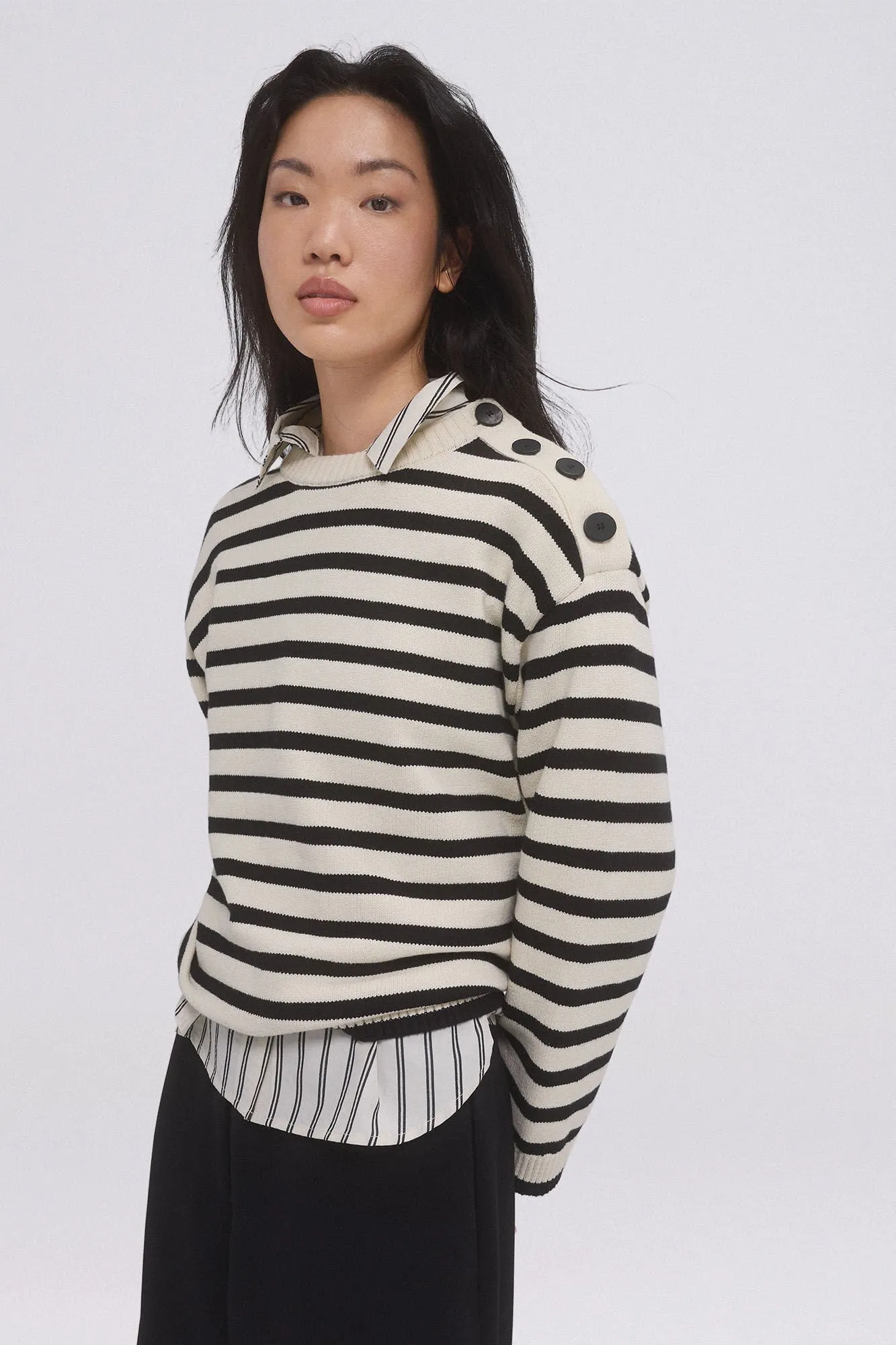 Striped jumper with buttons