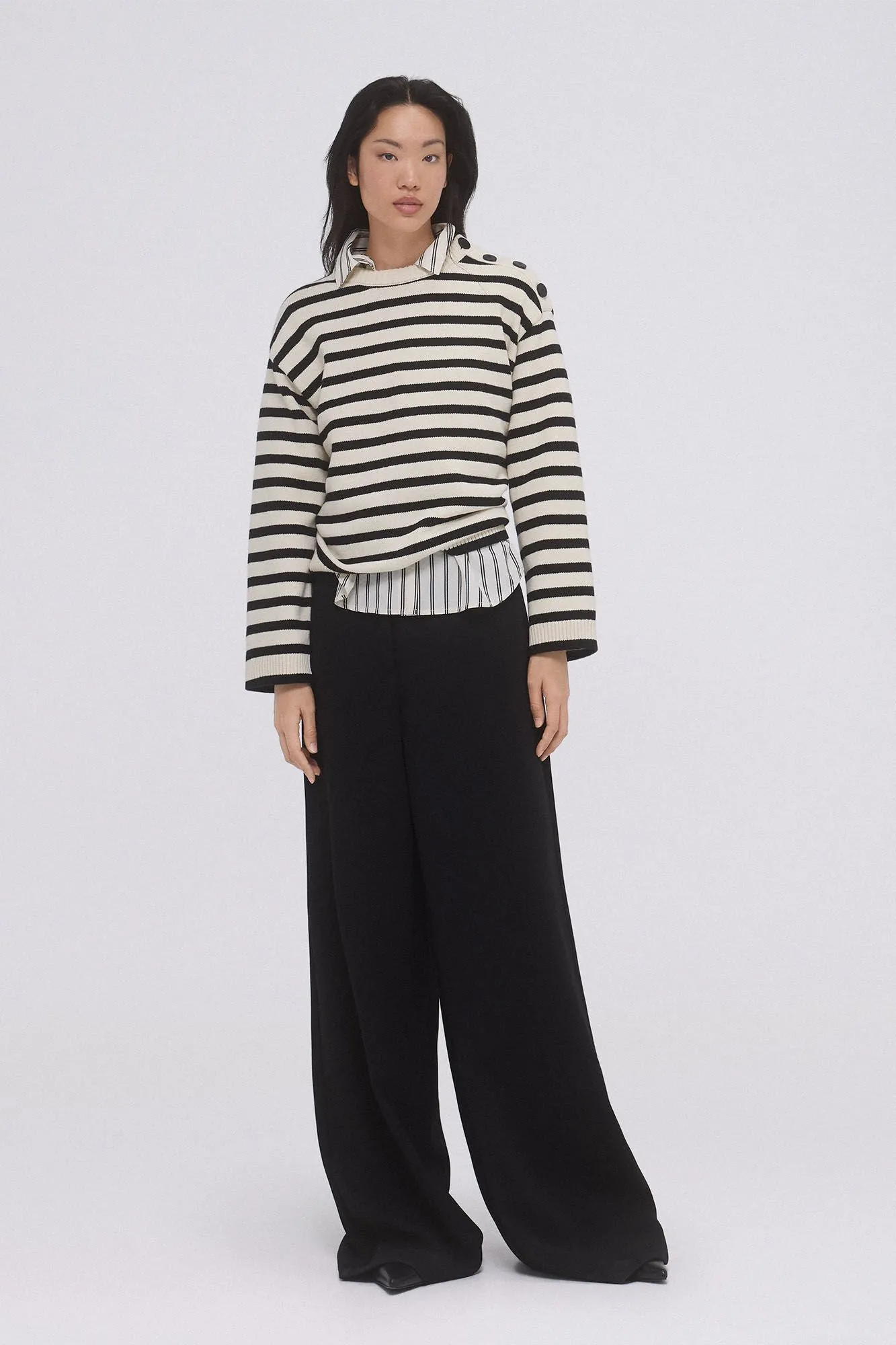 Striped jumper with buttons