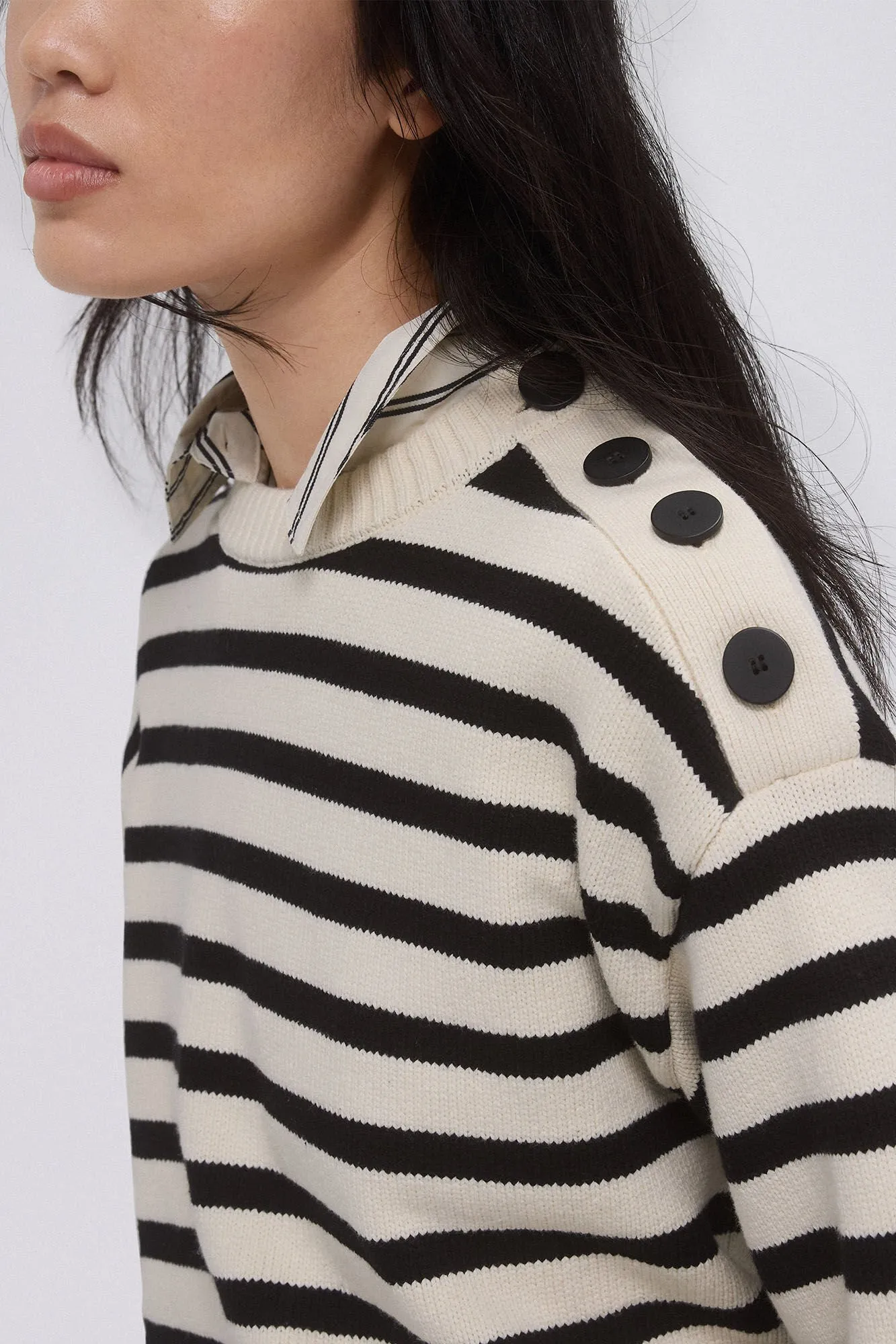 Striped jumper with buttons