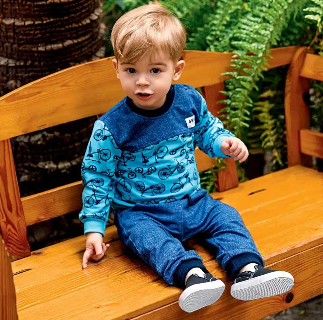 Sudadera azul de niño colección Bikes