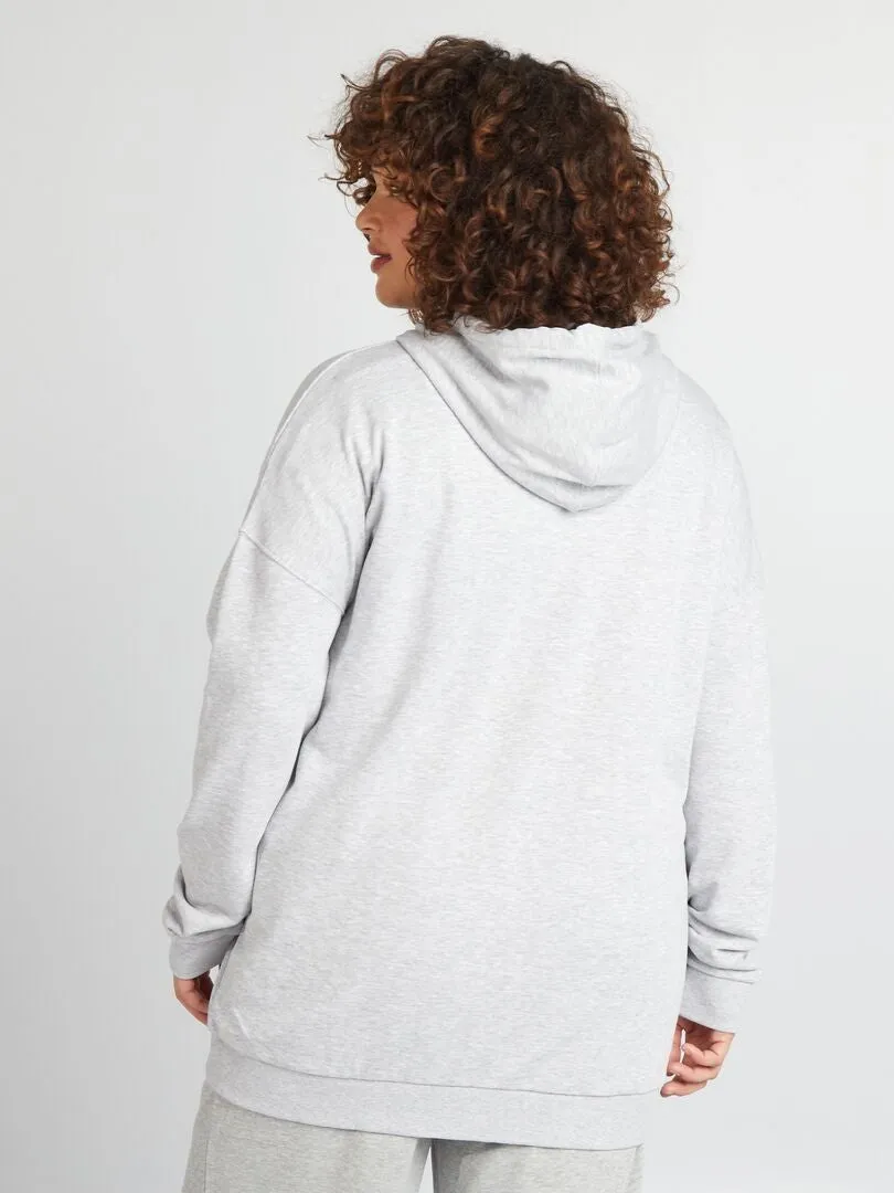 SUDADERA CON CREMALLERA Y CAPUCHA  GRIS