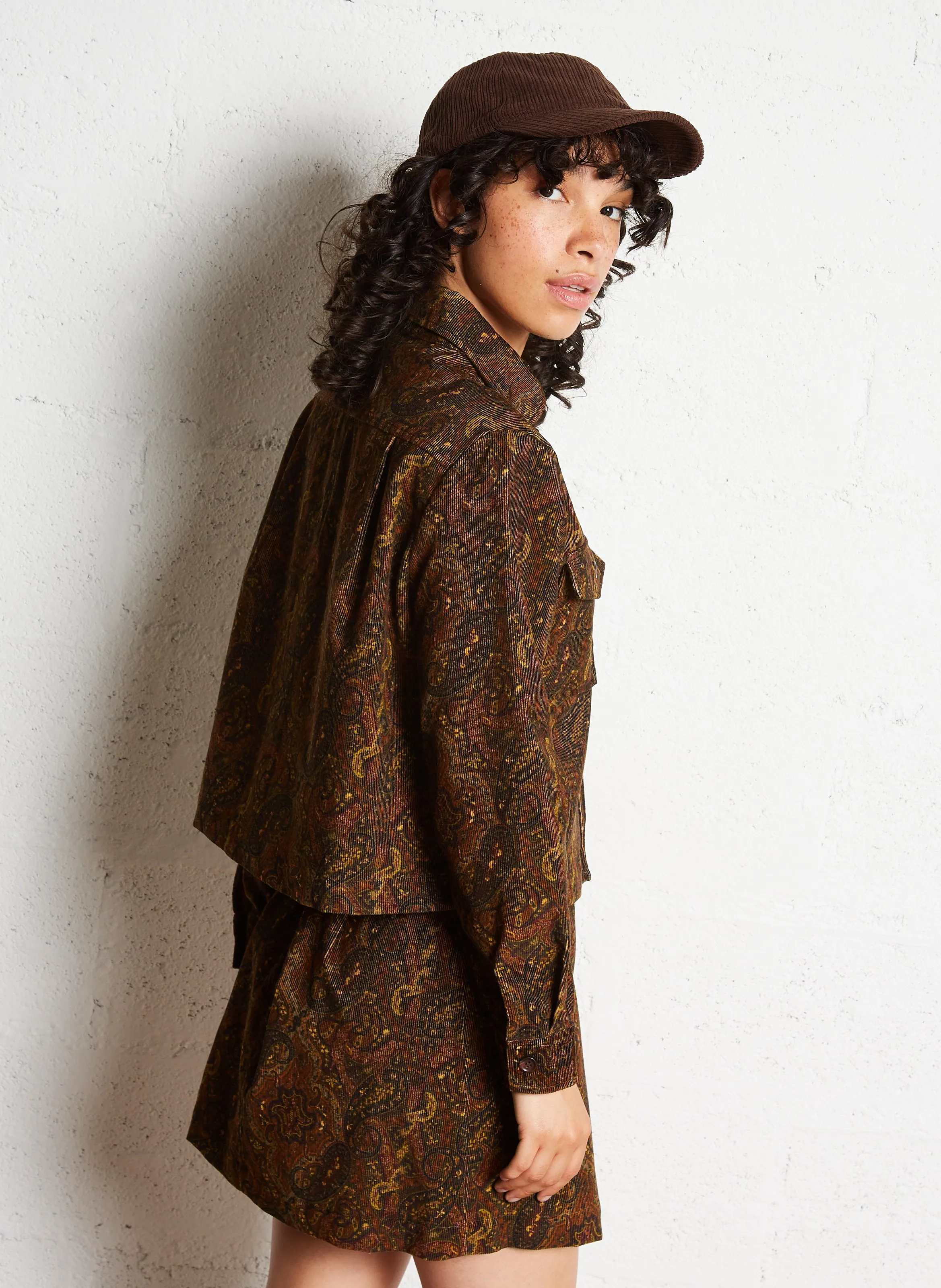 SUZIE WINKLE AMANDA  FALDA CORTA EVASé DE ALGODóN EN MARRON