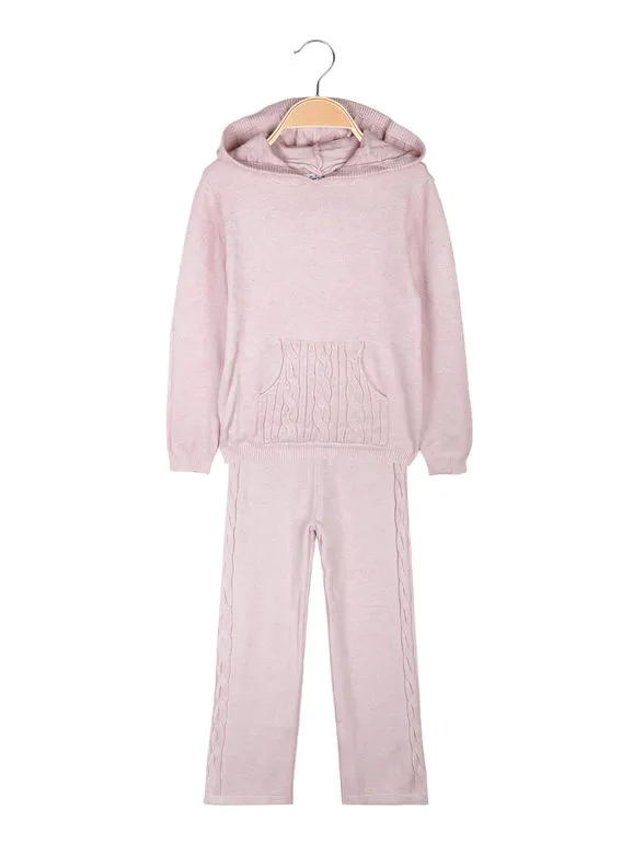 Sweet Junior Conjunto de niña de punto de 2 piezas con capucha y pantalón de campana