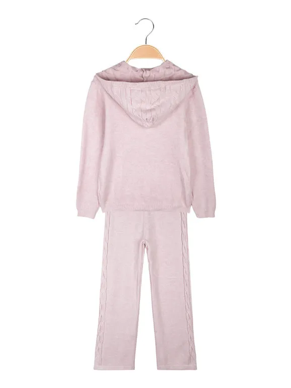 Sweet Junior Conjunto de niña de punto de 2 piezas con capucha y pantalón de campana