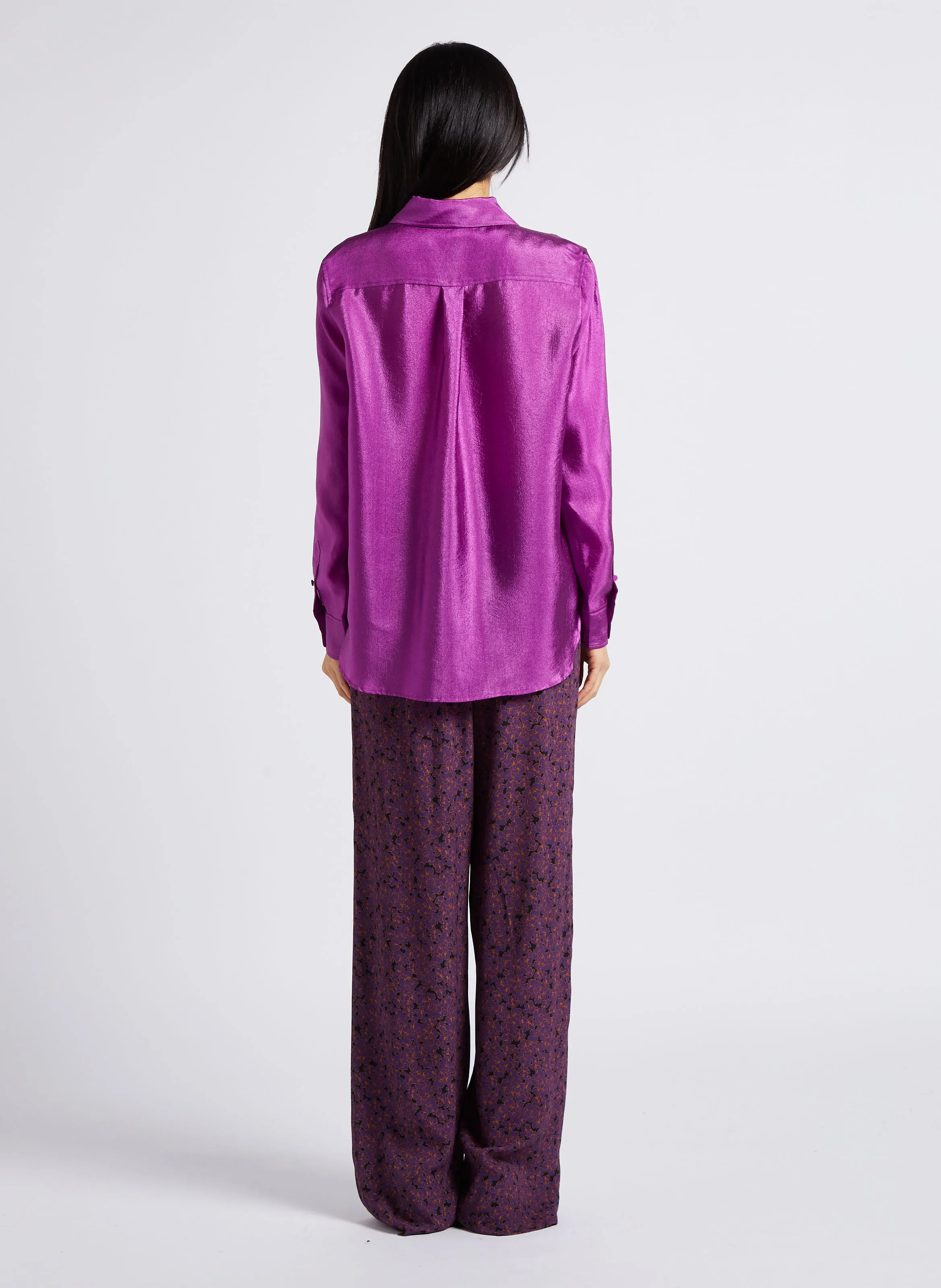 TAIGA  PANTALóN EVASé DE TALLE ALTO EN VIOLETA