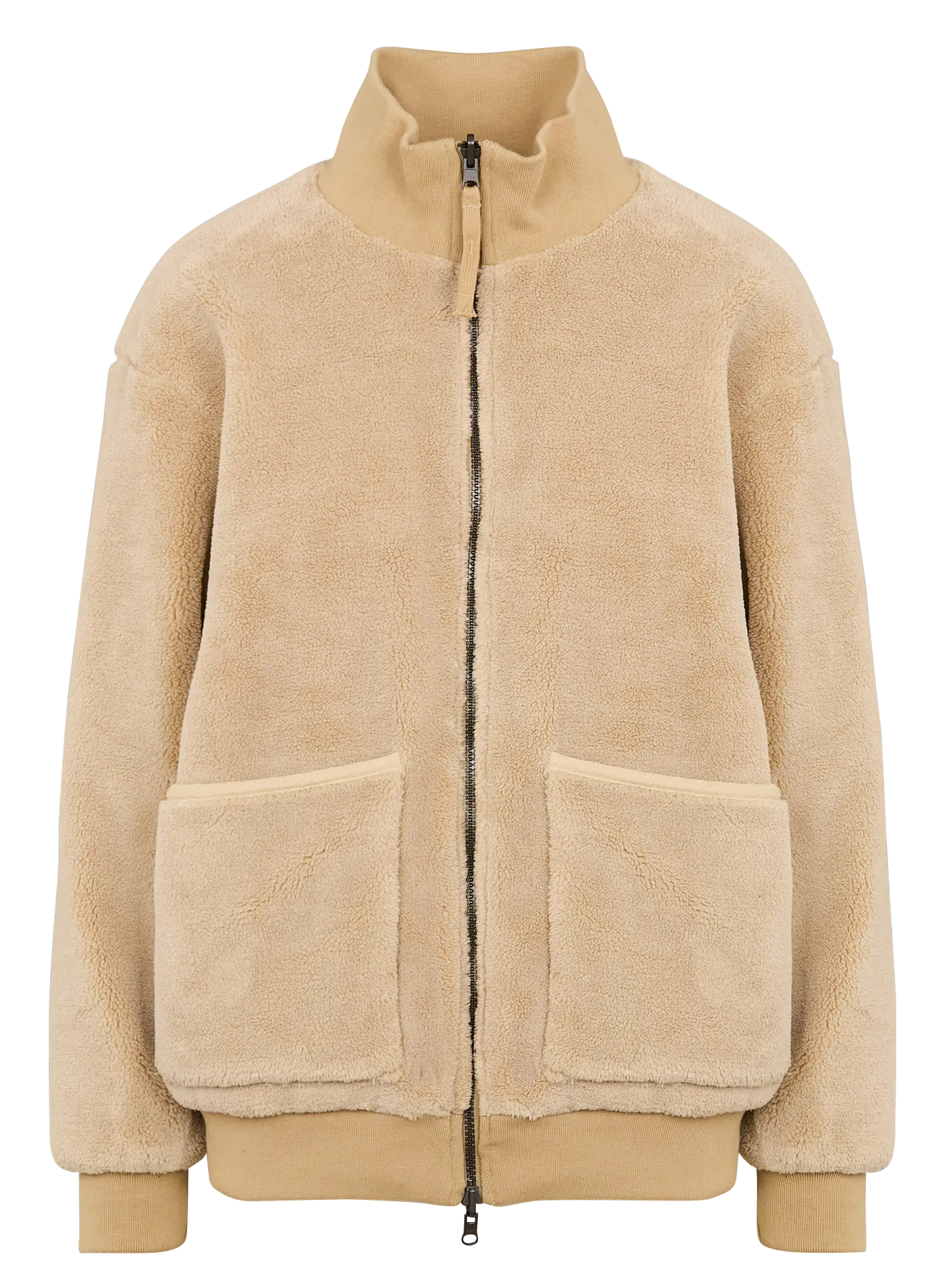 TAION Chaqueta recta reversible cuello alto en beige