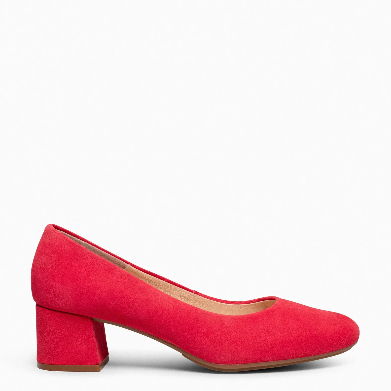 URBAN REDONDO – Zapatos de tacón bajo de ante ROJO